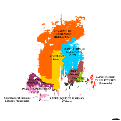 Le (pays) est en (couleur) sur la carte.